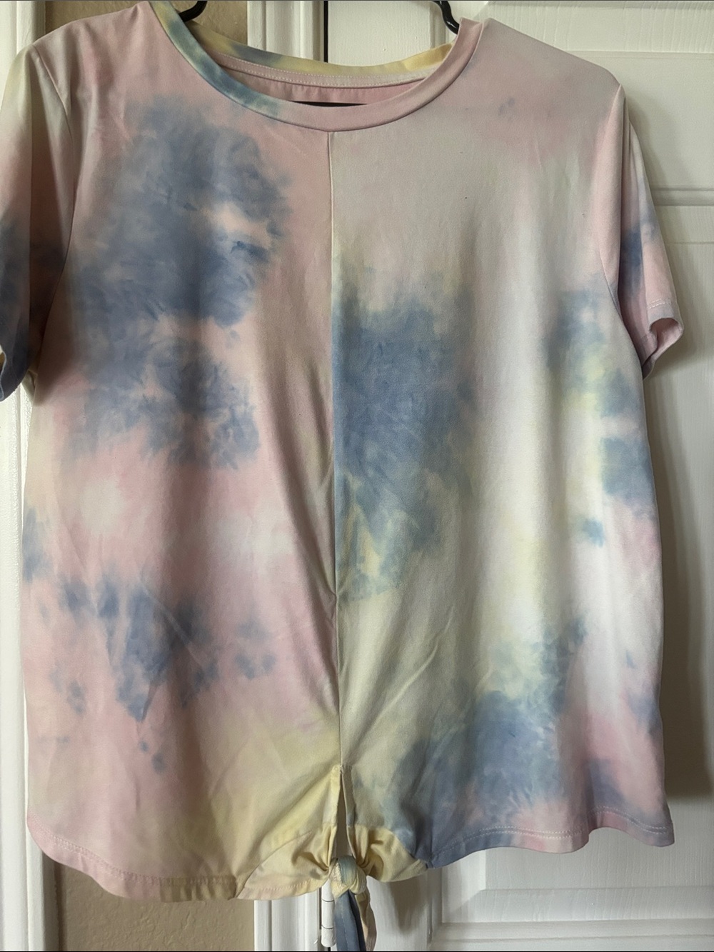 Wallflower Pastel Tie-Dye Short Sleeve Top with Front Tie